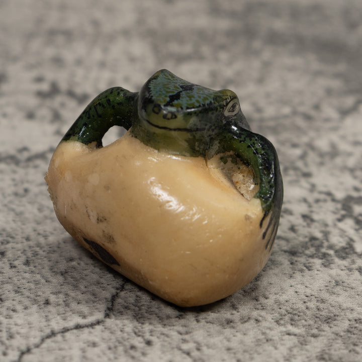Vintage Dark Blue Frog Tagua Carving
