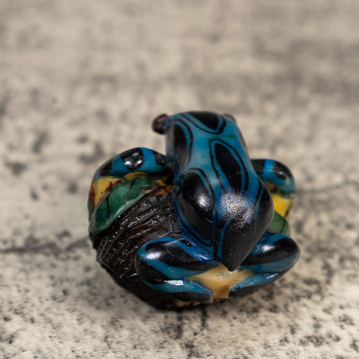 Black And Blue Poison Dart Frog Tagua Carving