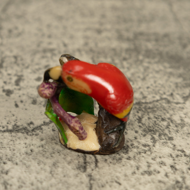 Red Blue And Yellow Macaw Parrot Tagua Carving