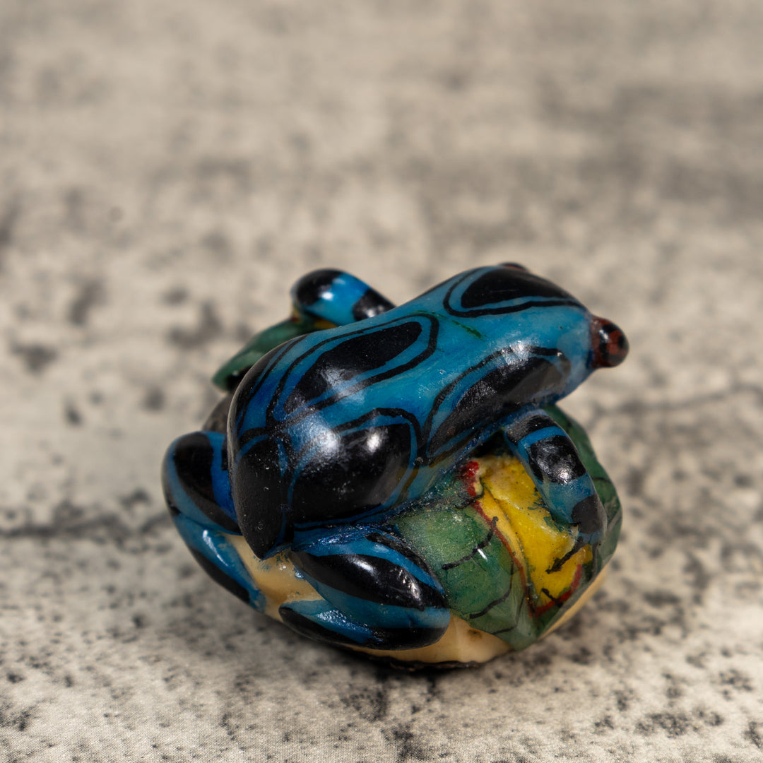 Black And Blue Poison Dart Frog Tagua Carving
