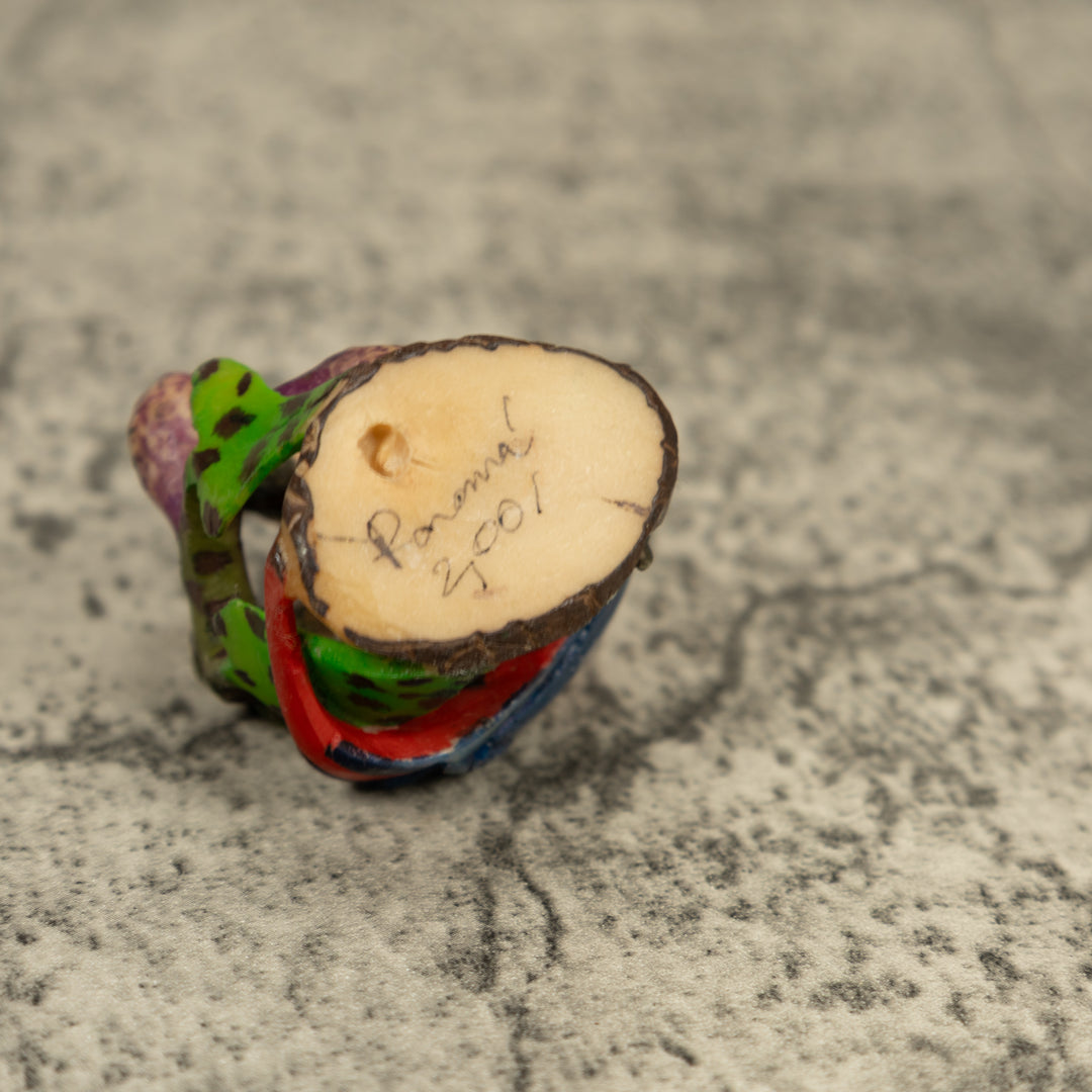 Red Blue And Yellow Macaw Parrot Tagua Carving