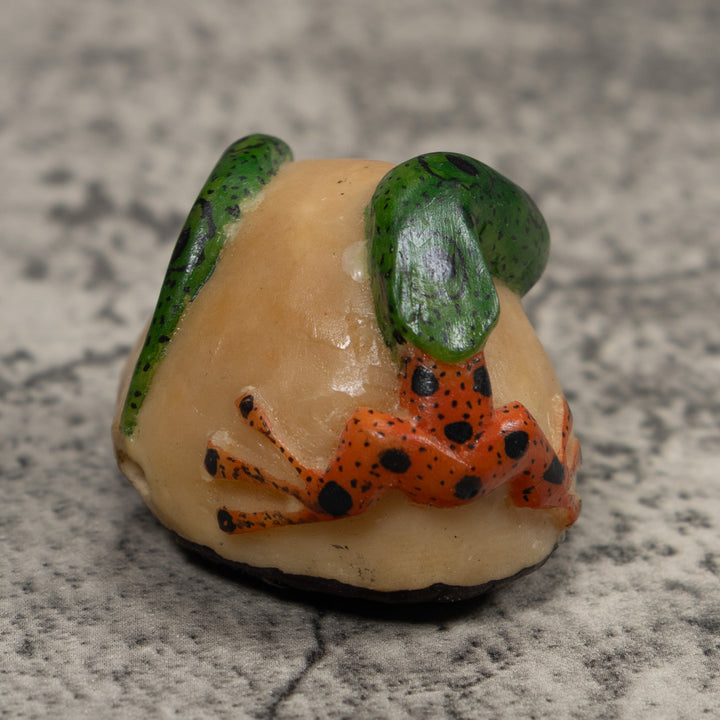 Snake Eating A Frog Tagua Carving