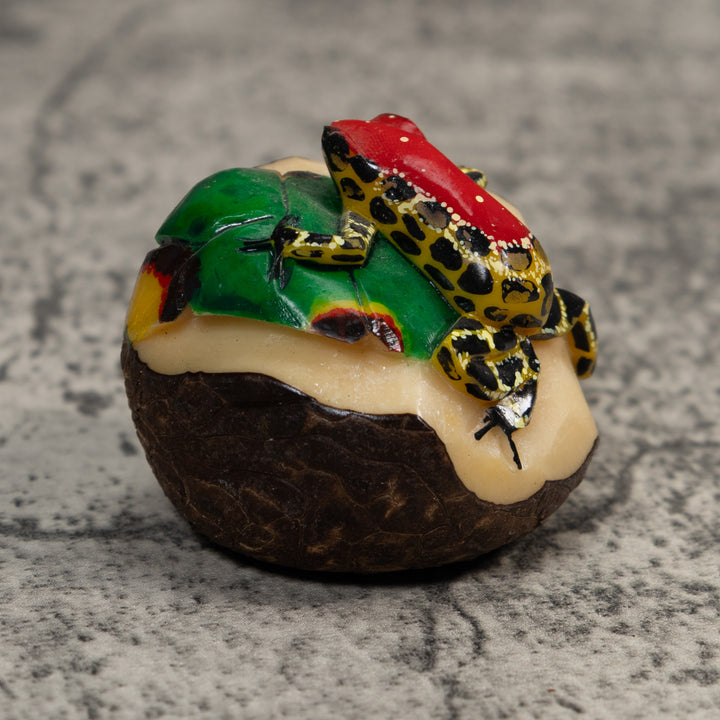 Red Yellow And Black Poison Dart Frog Tagua Carving