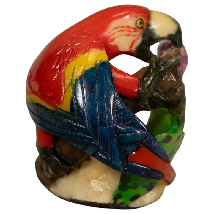 Red Blue And Yellow Macaw Parrot Tagua Carving