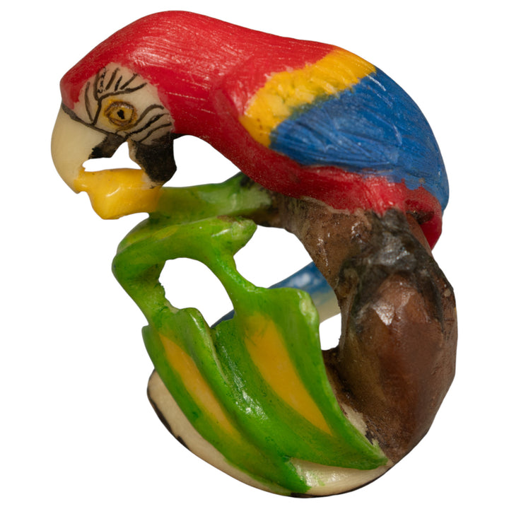 Red Blue And Yellow Macaw Parrot Tagua Carving