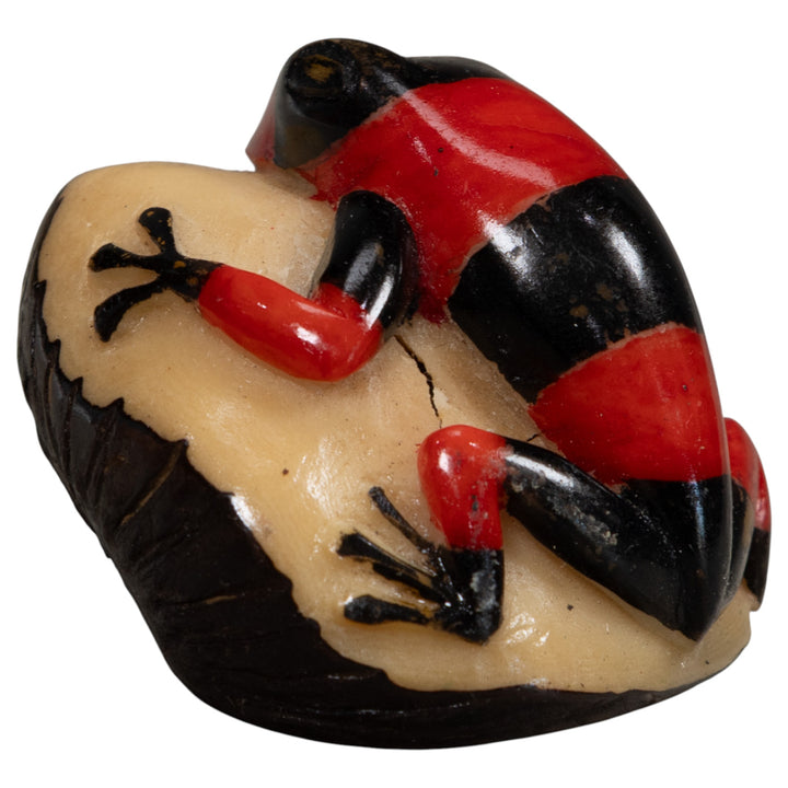Vintage Red And Black Poison Dart Frog Tagua Carving
