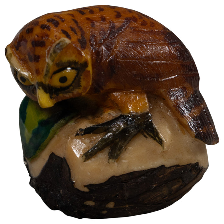 Vintage Owl Bird Tagua Carving