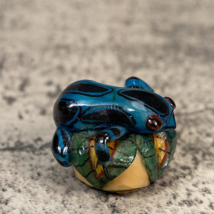 Black And Blue Poison Dart Frog Tagua Carving