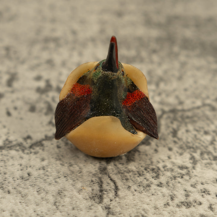 Vintage Seed Eater Bird Emerging From Egg Tagua Carving