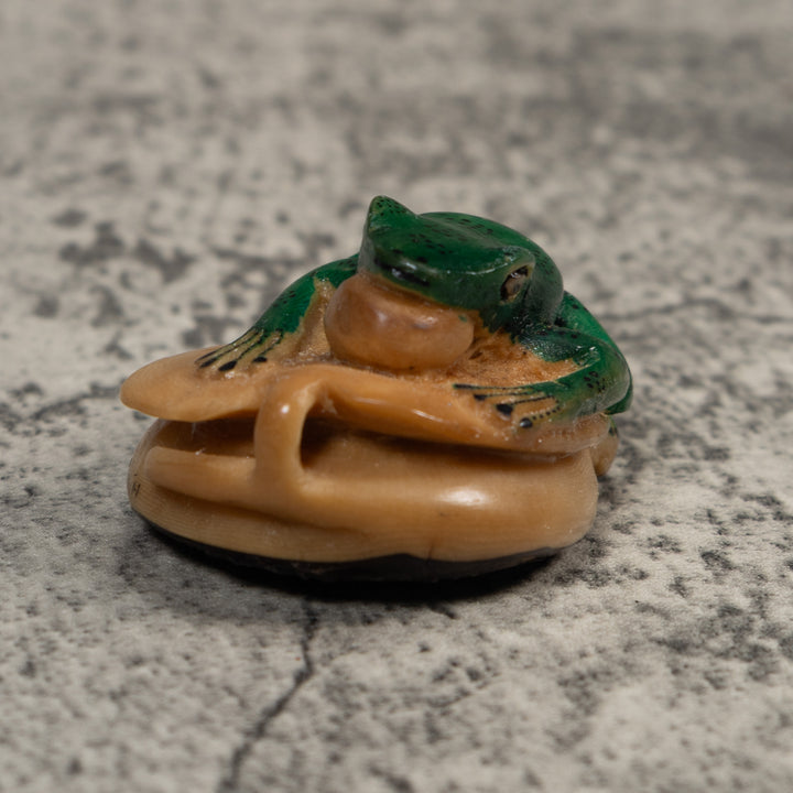 Green Blowthroat Poison Dart Frog Tagua Carving