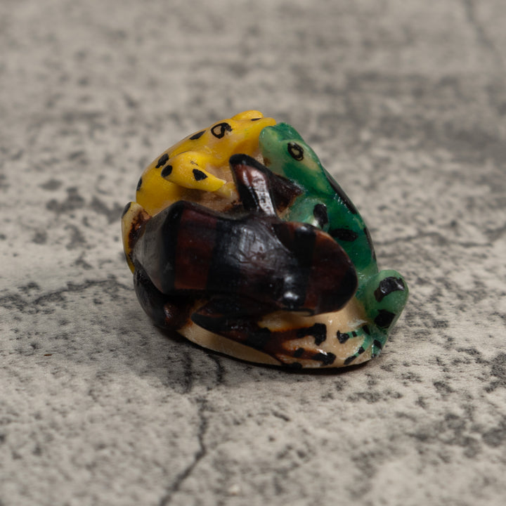 Yellow And Green Double Poison Dart Frog Tagua Carving