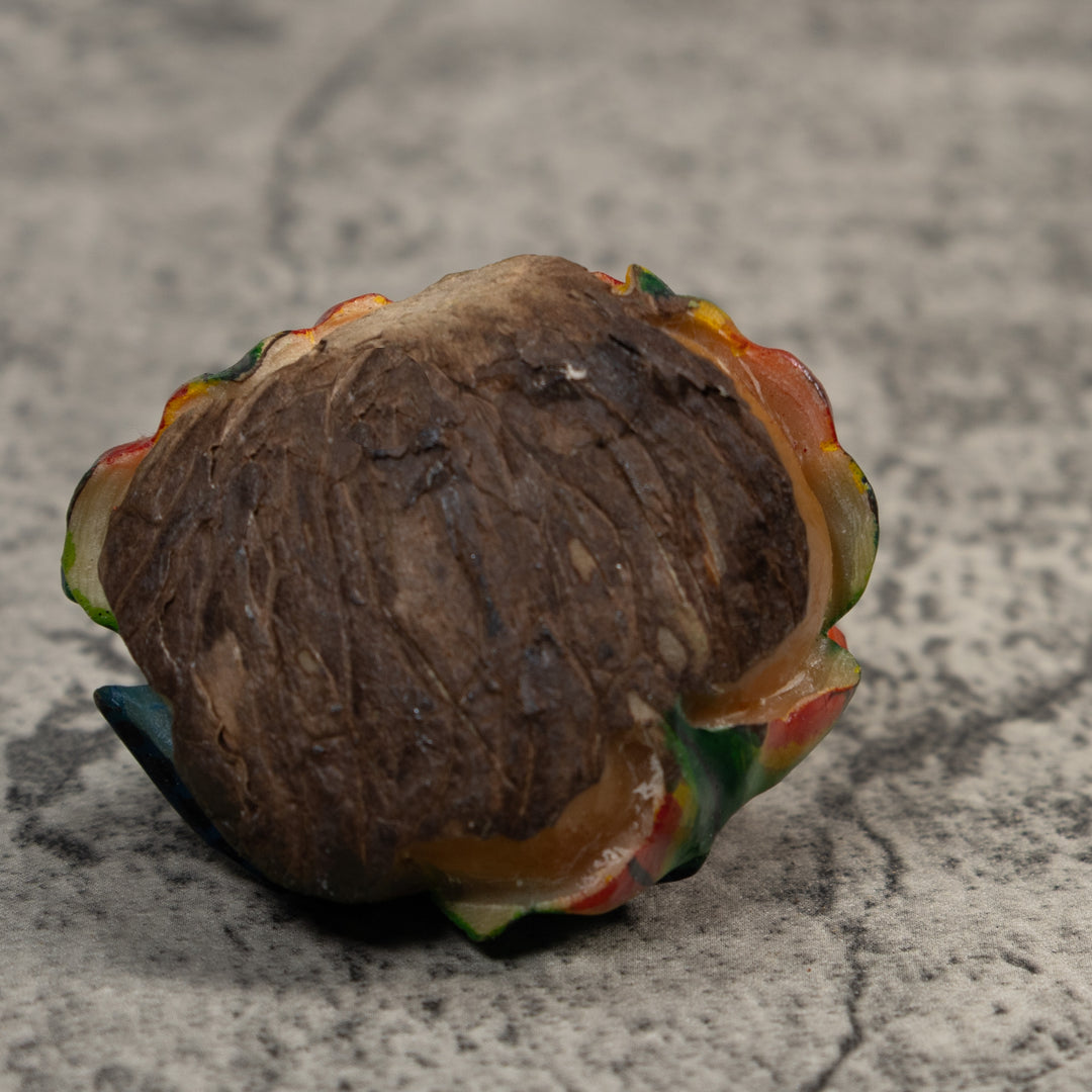 Vintage Red Blue And Green Frog Tagua Carving