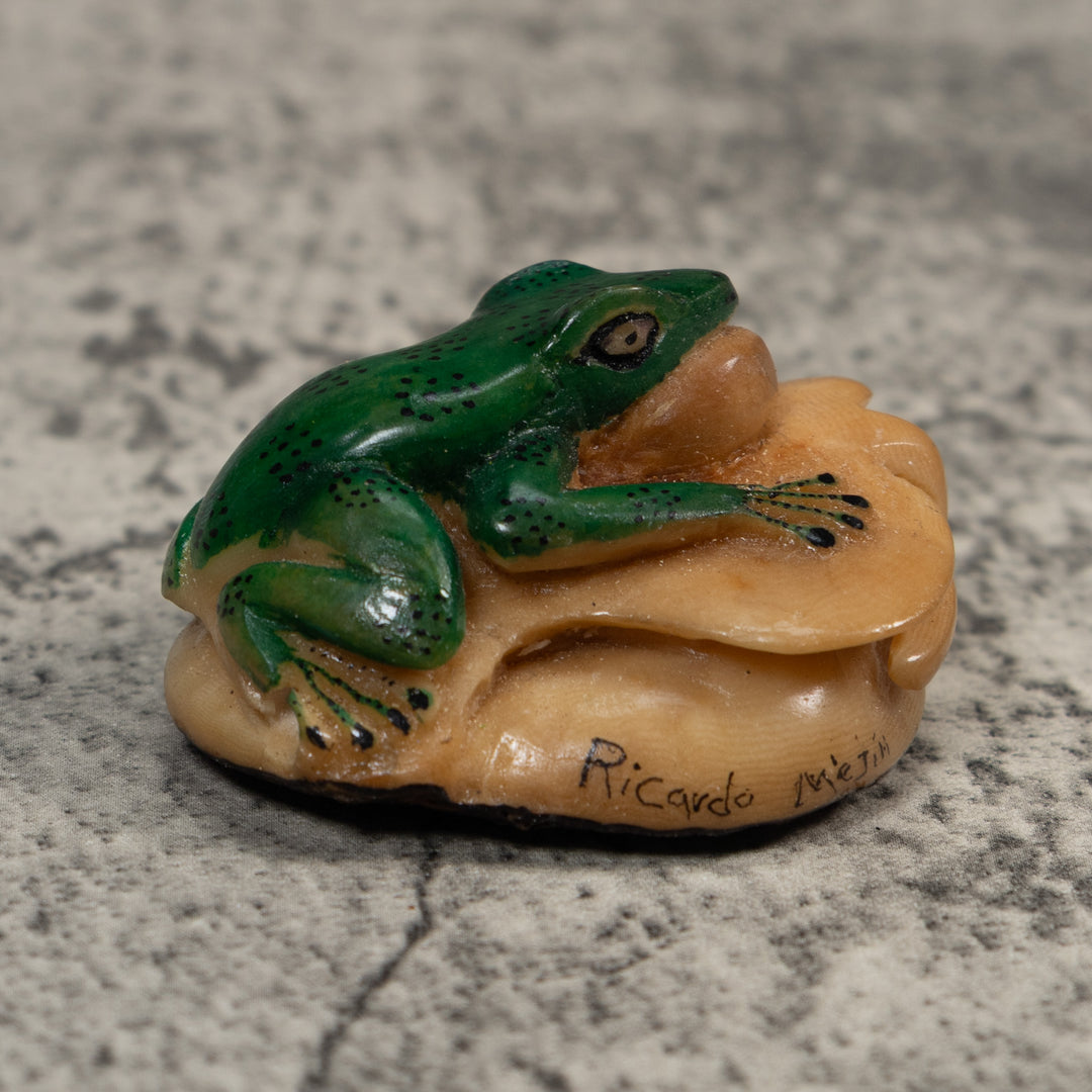 Green Blowthroat Poison Dart Frog Tagua Carving