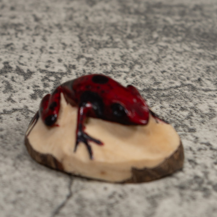 Vintage Red And Black Frog Tagua Carving
