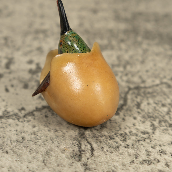 Vintage Seed Eater Bird Emerging From Egg Tagua Carving