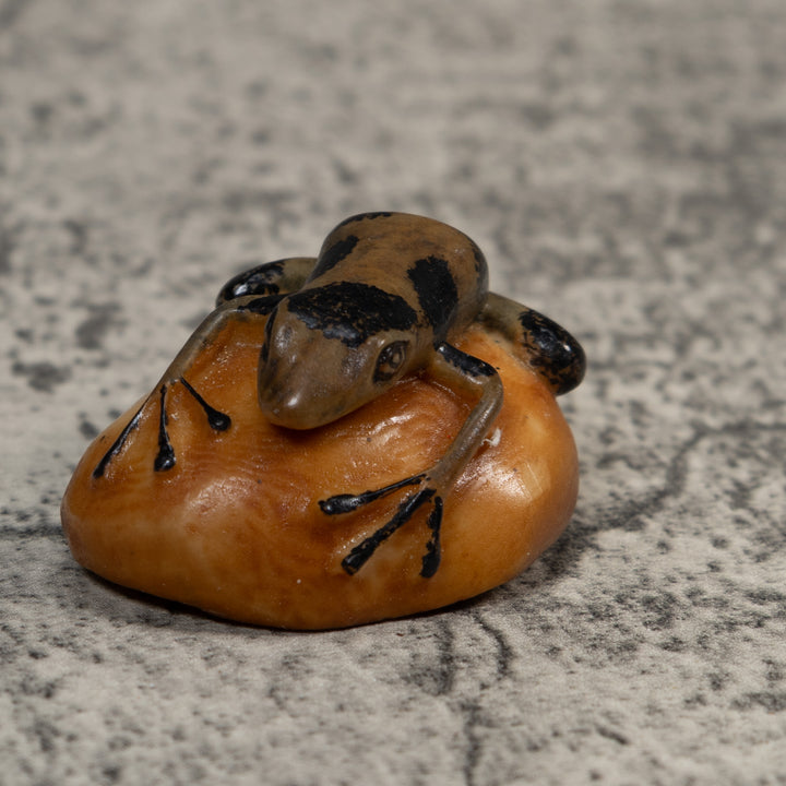 Vintage Green And Black Poison Dart Frog Tagua Carving