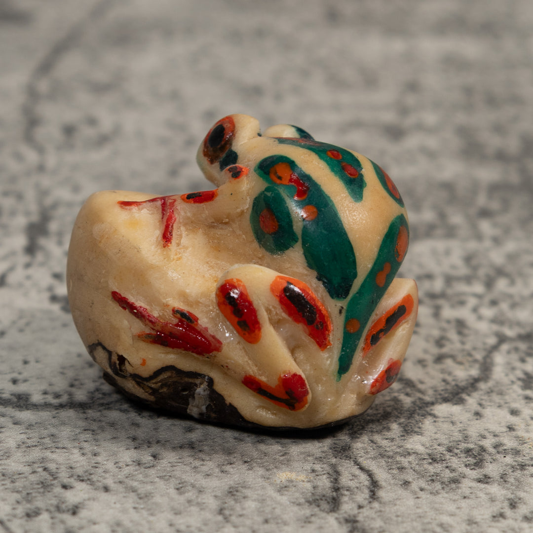 Red And Blue White Poison Dart Frog Tagua Carving
