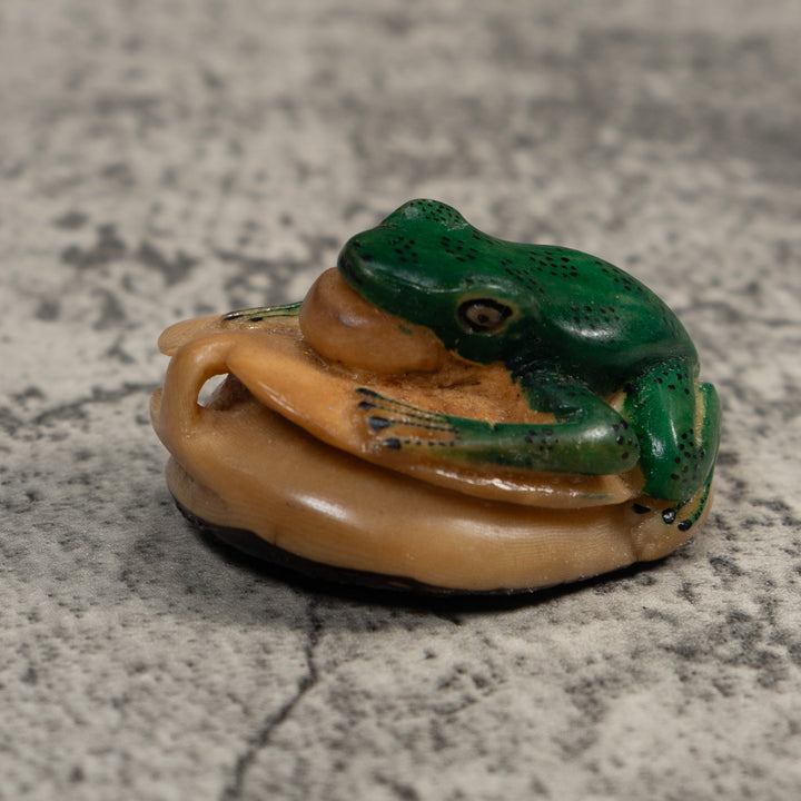 Green Blowthroat Poison Dart Frog Tagua Carving
