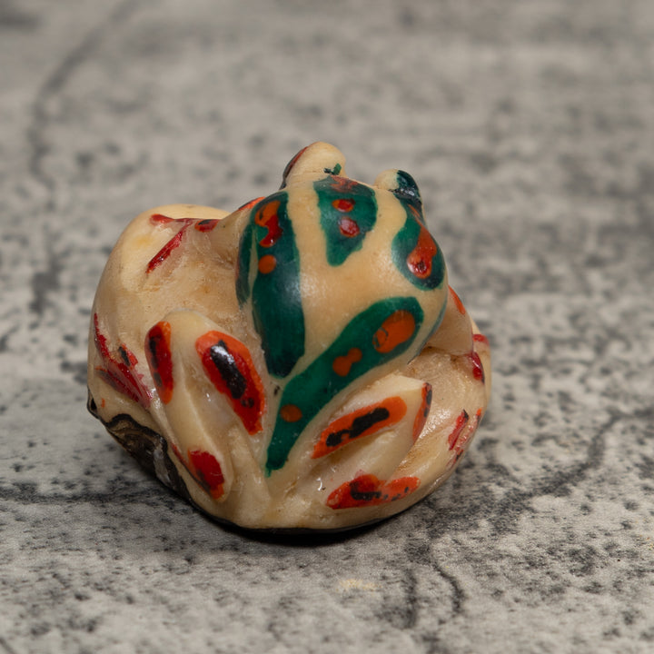 Red And Blue White Poison Dart Frog Tagua Carving
