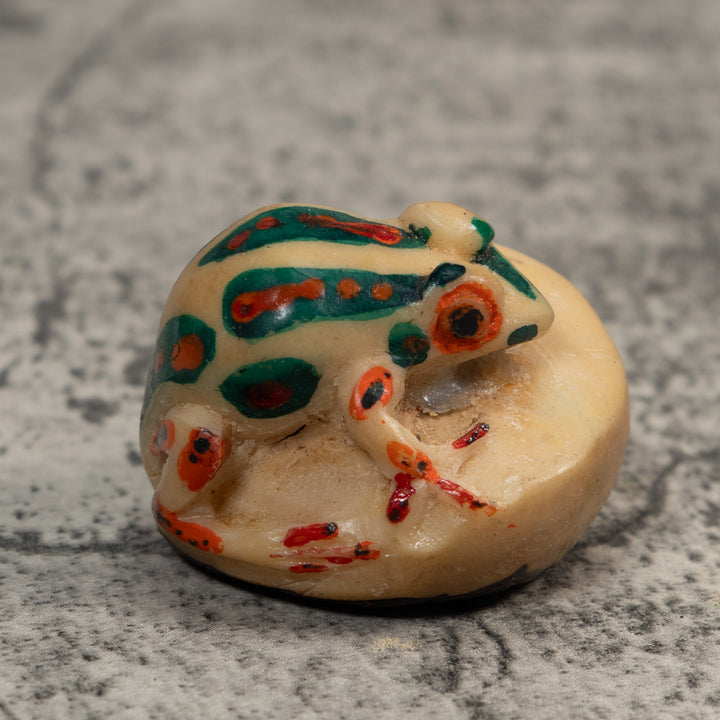 Red And Blue White Poison Dart Frog Tagua Carving