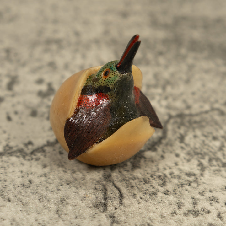 Vintage Seed Eater Bird Emerging From Egg Tagua Carving