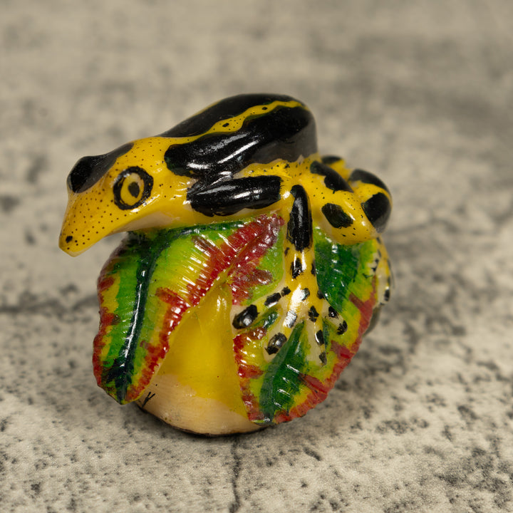 Black And Yellow Poison Dart Frog Tagua Carving