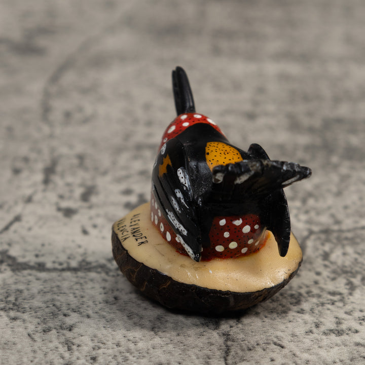 Red And Black Seedeater Bird Tagua Carving