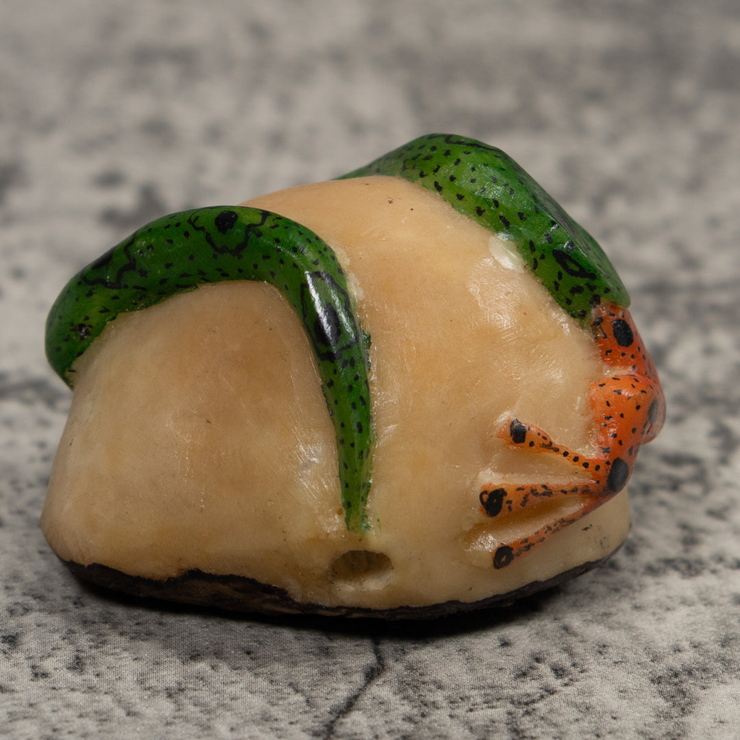 Snake Eating A Frog Tagua Carving