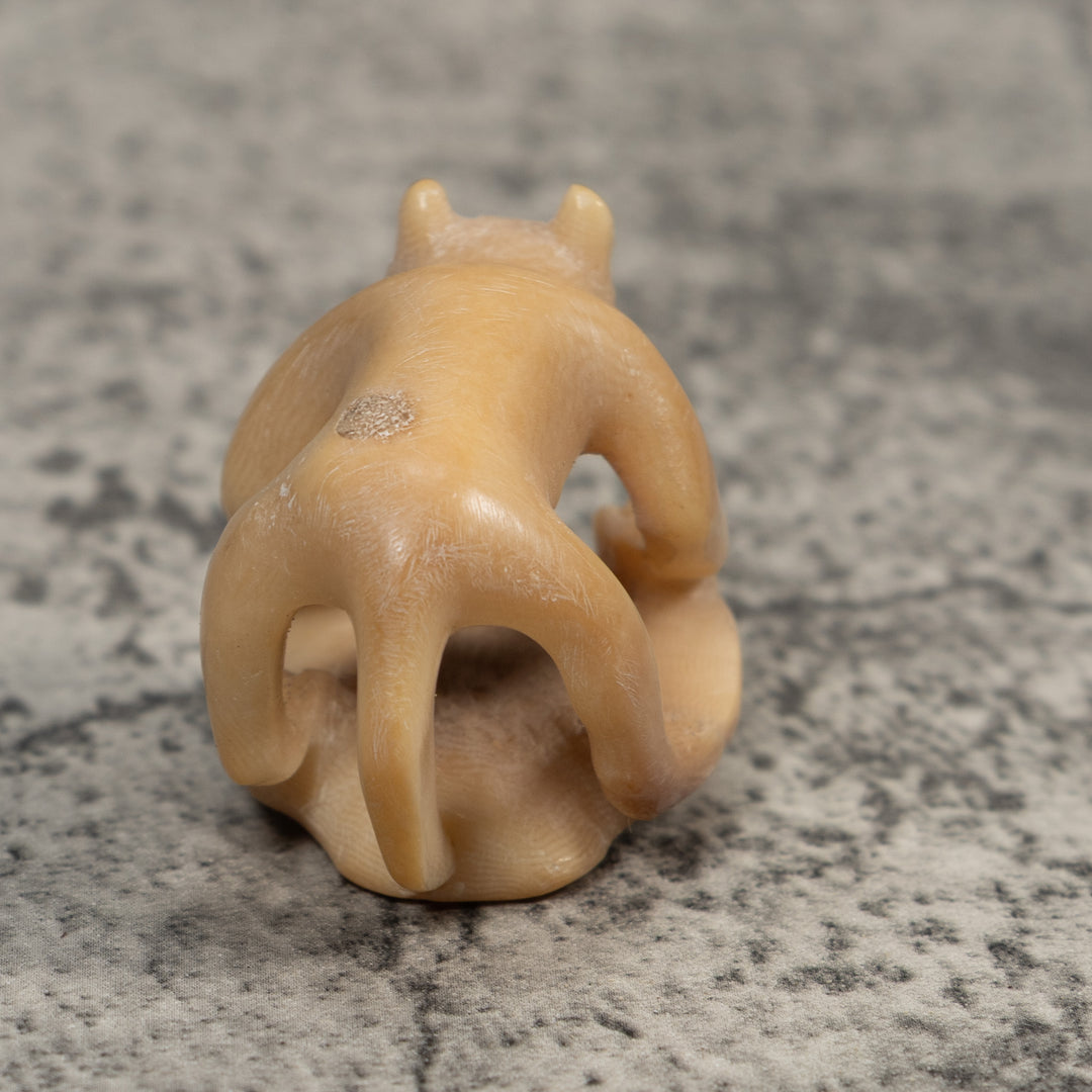 Vintage White Jungle Animal Tagua Carving