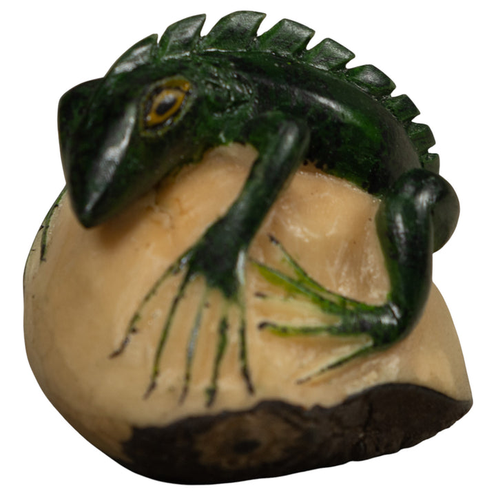 Vintage Iguana Lizard Reptile Tagua Carving