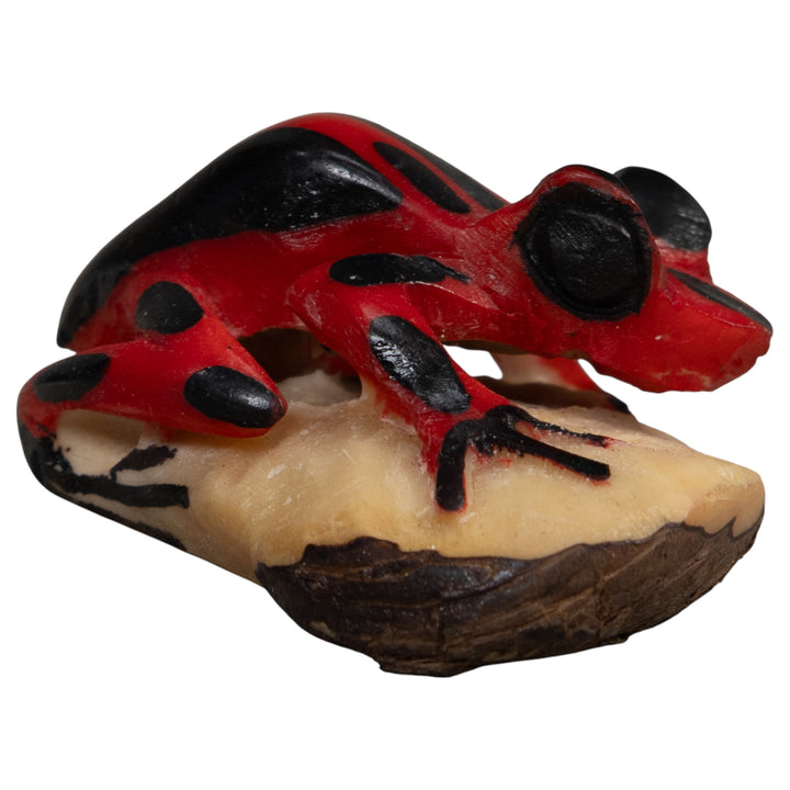 Vintage Red And Black Poison Dart Frog Tagua Carving