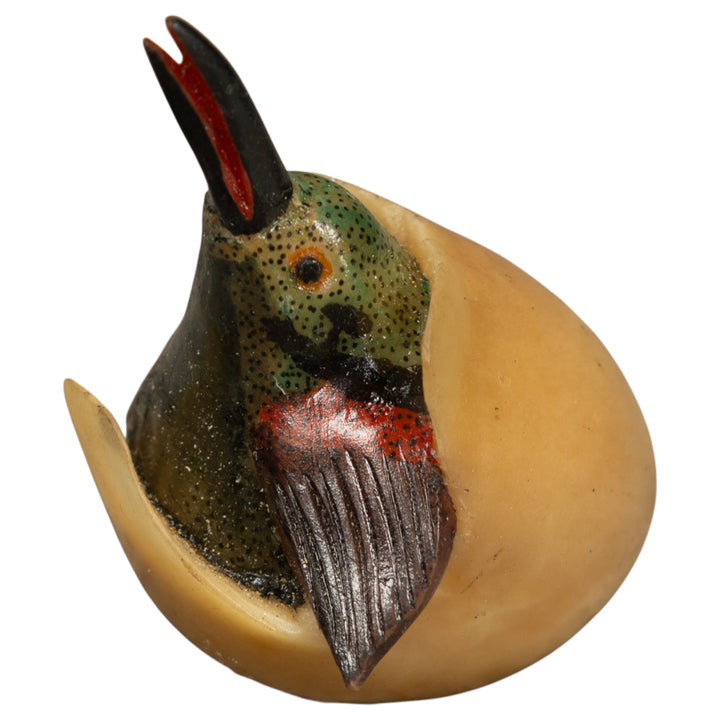 Vintage Seed Eater Bird Emerging From Egg Tagua Carving