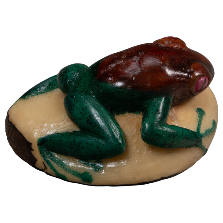 Vintage Blue And Rose Poison Dart Frog Tagua Carving