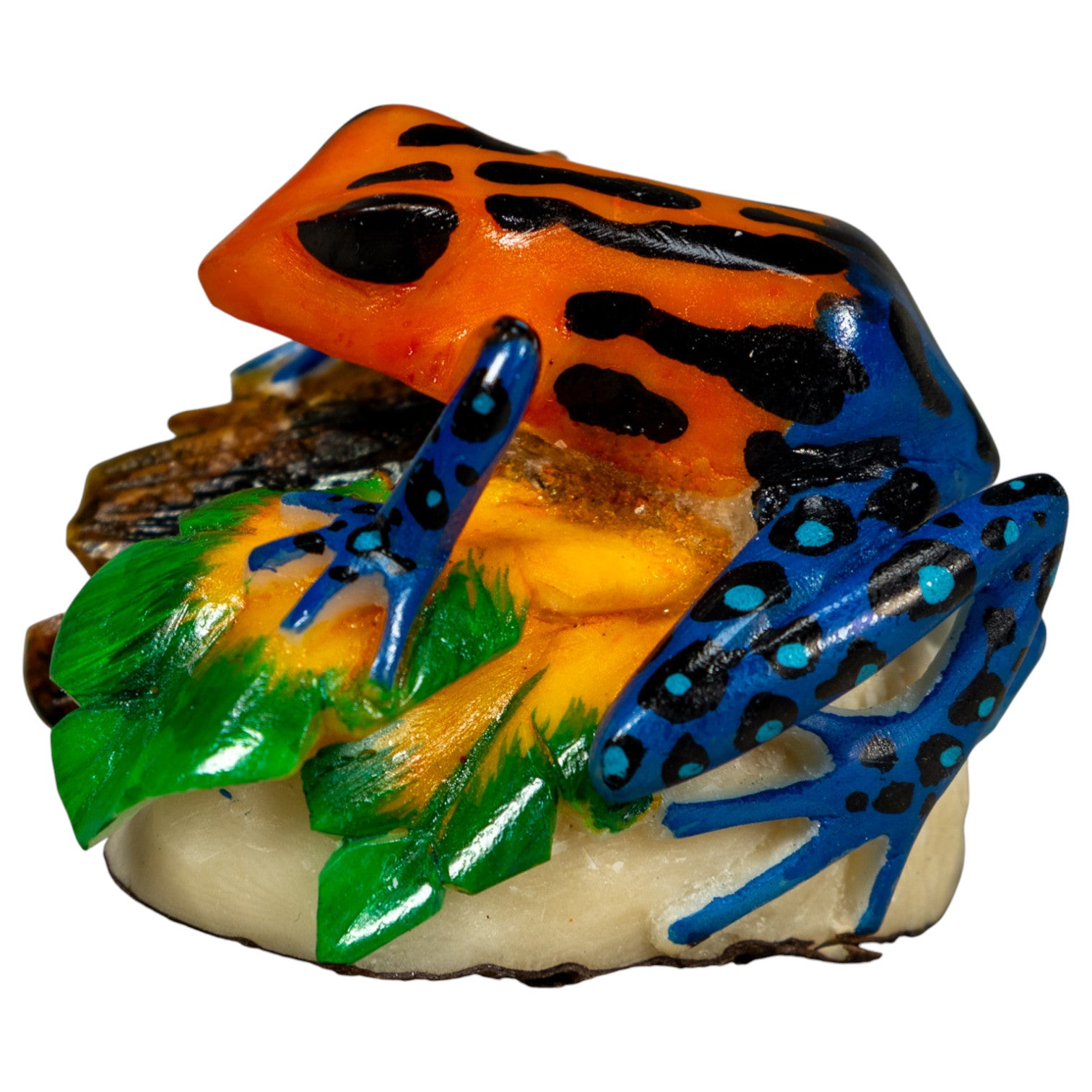 Blue Orange And Black Poison Dart Frog Tagua Carving – TraderBrock