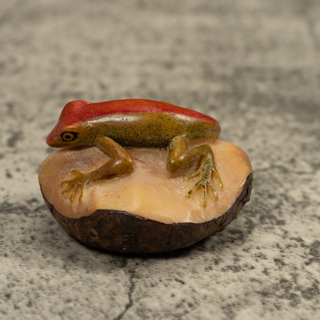 Red Stripped gecko Tagua Carving