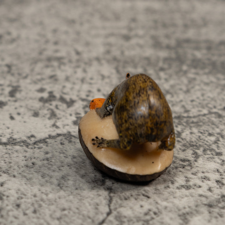 Brown Neque Agouti Eating Lunch Tagua Carving