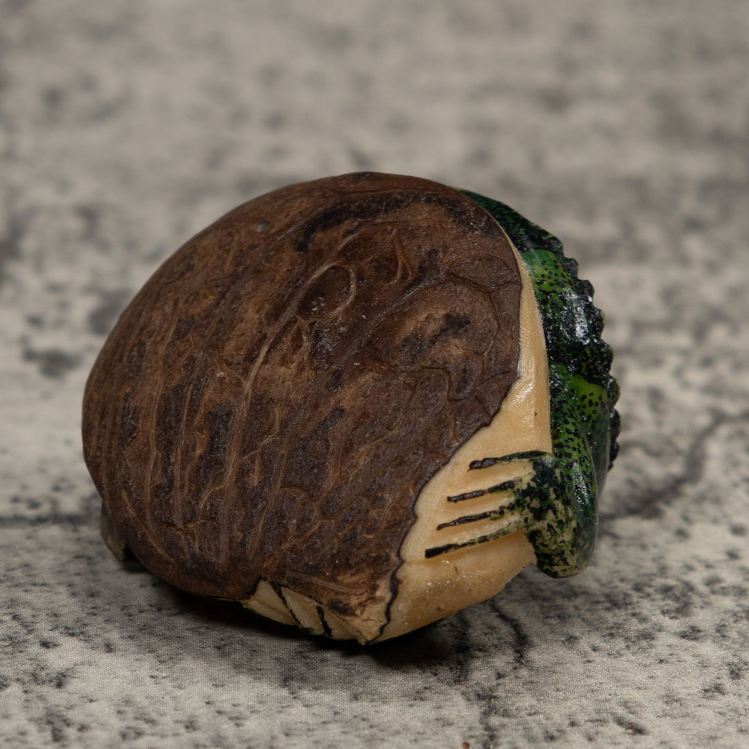 Vintage Black Green Iguana Tagua Carving