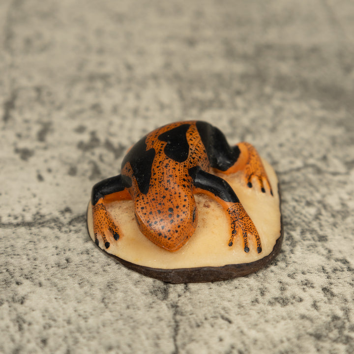 Black And Orange Poison Dart Frog Tagua Carving