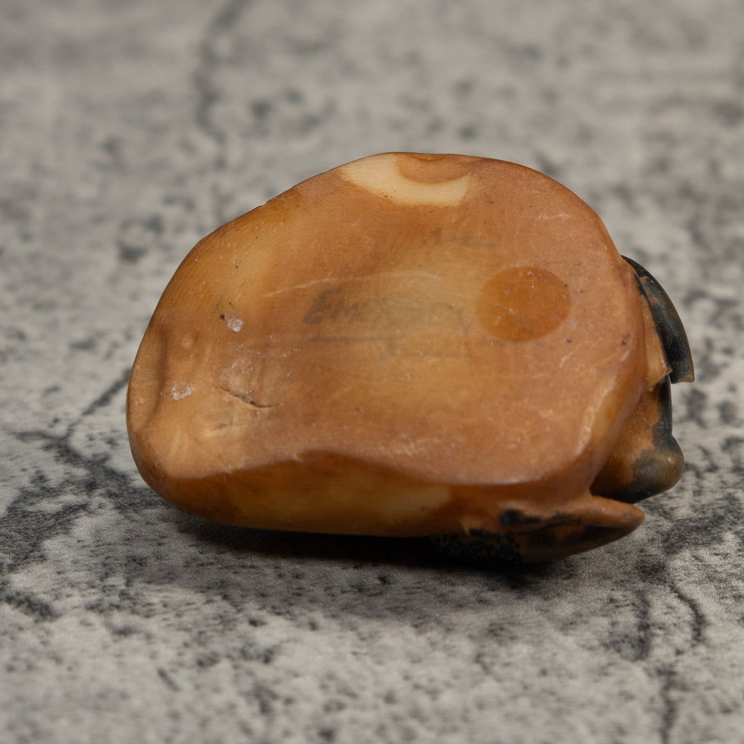 Vintage Green And Black Poison Dart Frog Tagua Carving