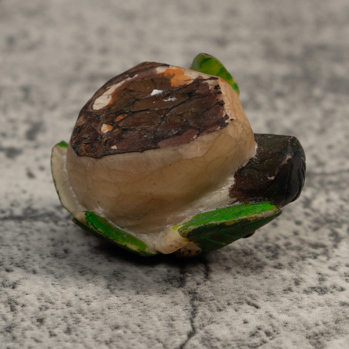 Vintage Glod Green And Black Frog Tagua Carving