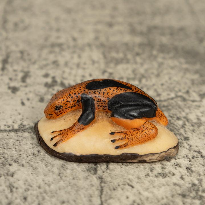 Black And Orange Poison Dart Frog Tagua Carving