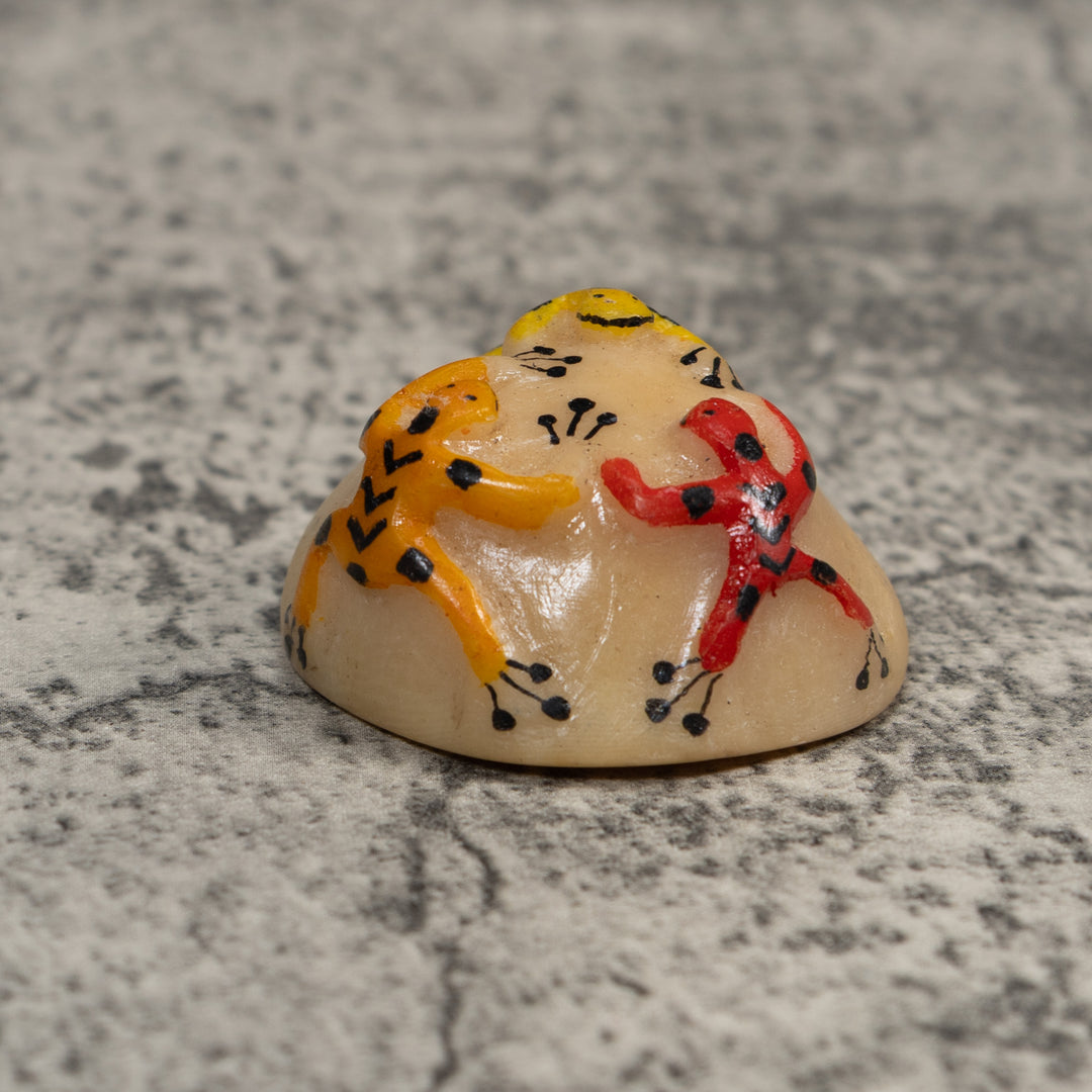 Yellow Gold And Red Triple Poison Dart Frog Tagua Carving