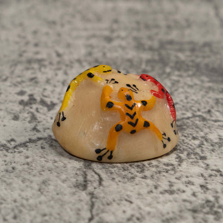Yellow Gold And Red Triple Poison Dart Frog Tagua Carving