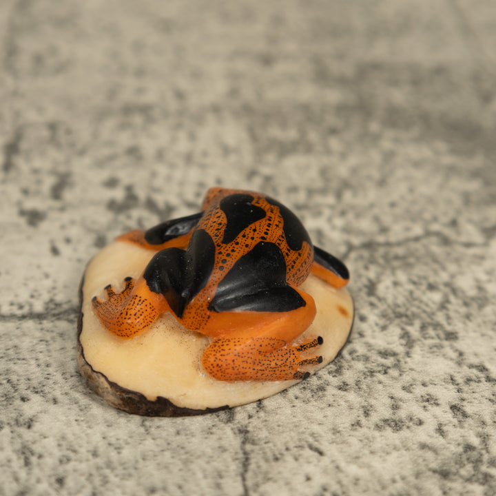 Black And Orange Poison Dart Frog Tagua Carving