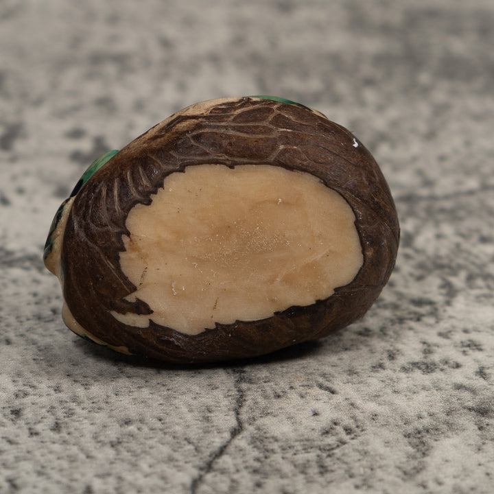 Vintage Green And Black Frog Tagua Carving