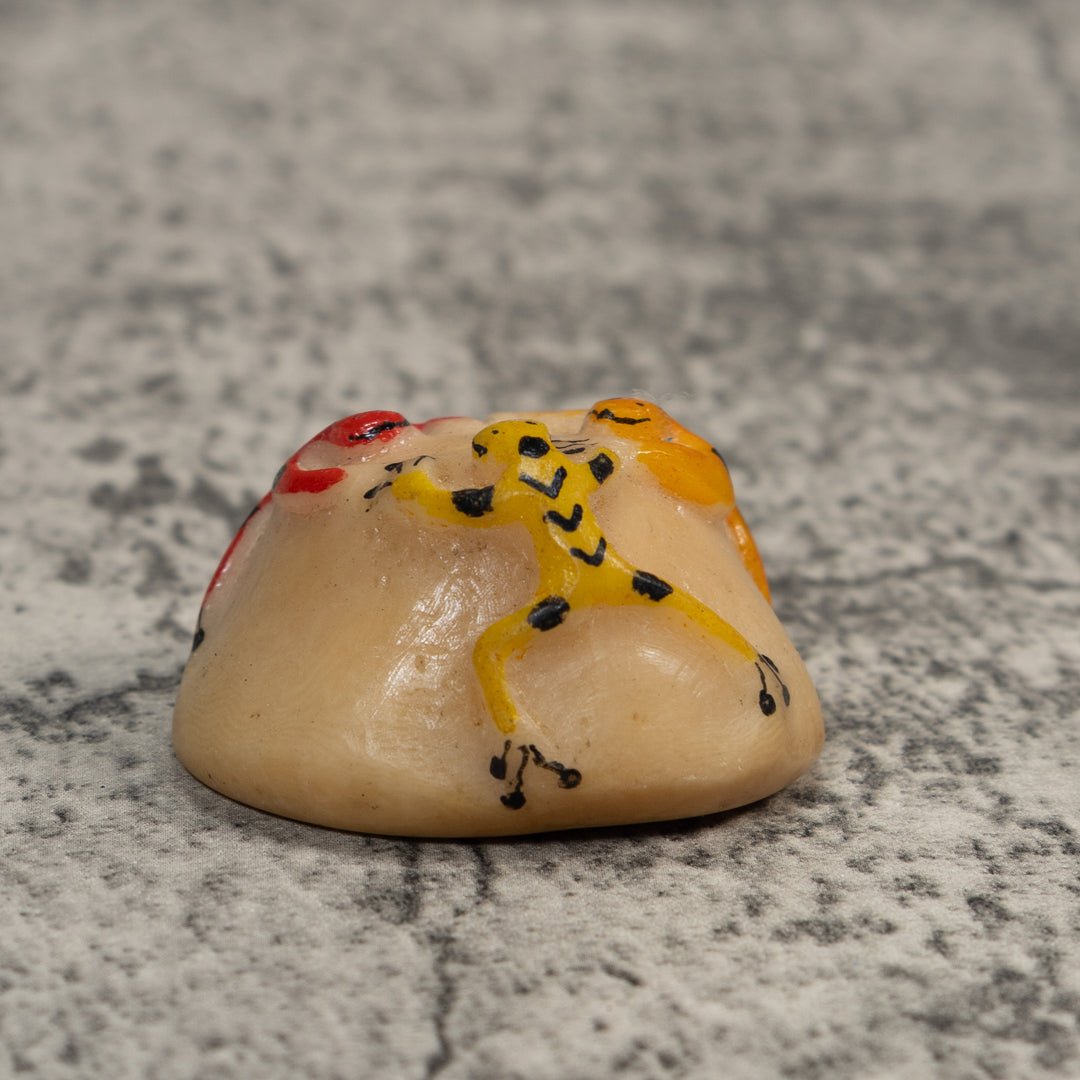 Yellow Gold And Red Triple Poison Dart Frog Tagua Carving