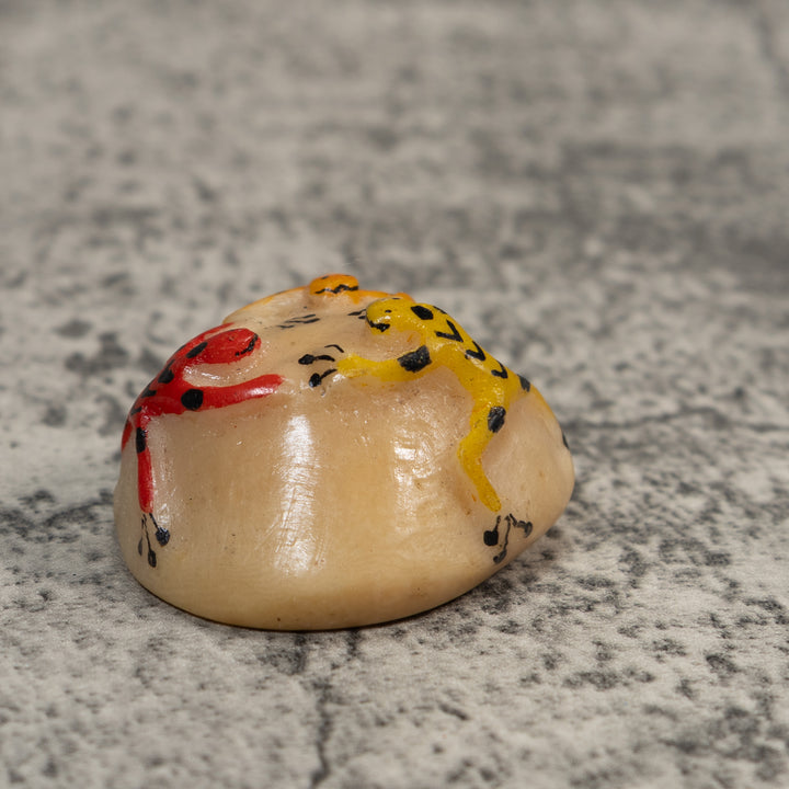 Yellow Gold And Red Triple Poison Dart Frog Tagua Carving