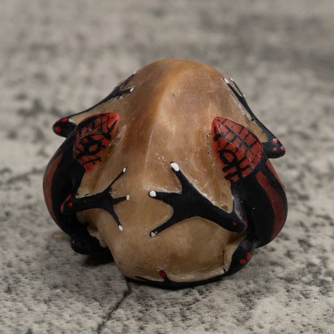 Vintage Red  Black Frog And Gecko Tagua Carving