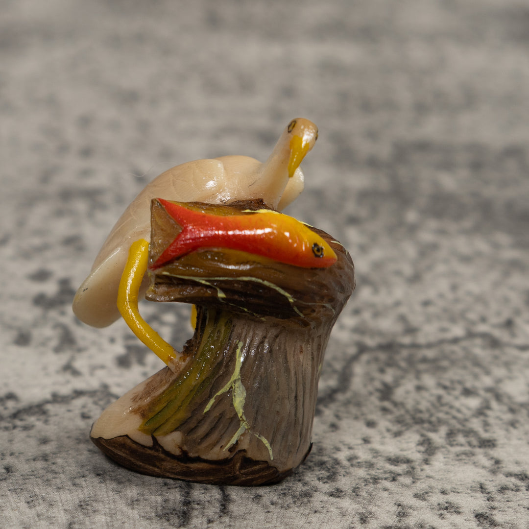 Waterfowl And Fish Tagua Carving