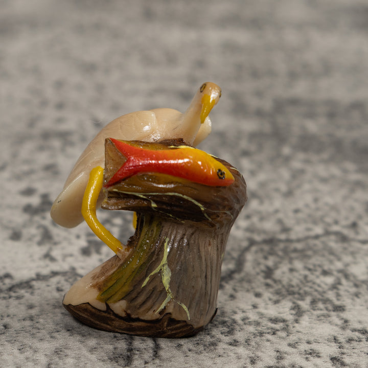 Waterfowl And Fish Tagua Carving